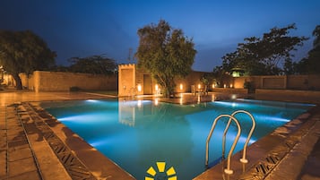 Outdoor pool, open 7:30 AM to 6:30 PM, pool umbrellas, sun loungers