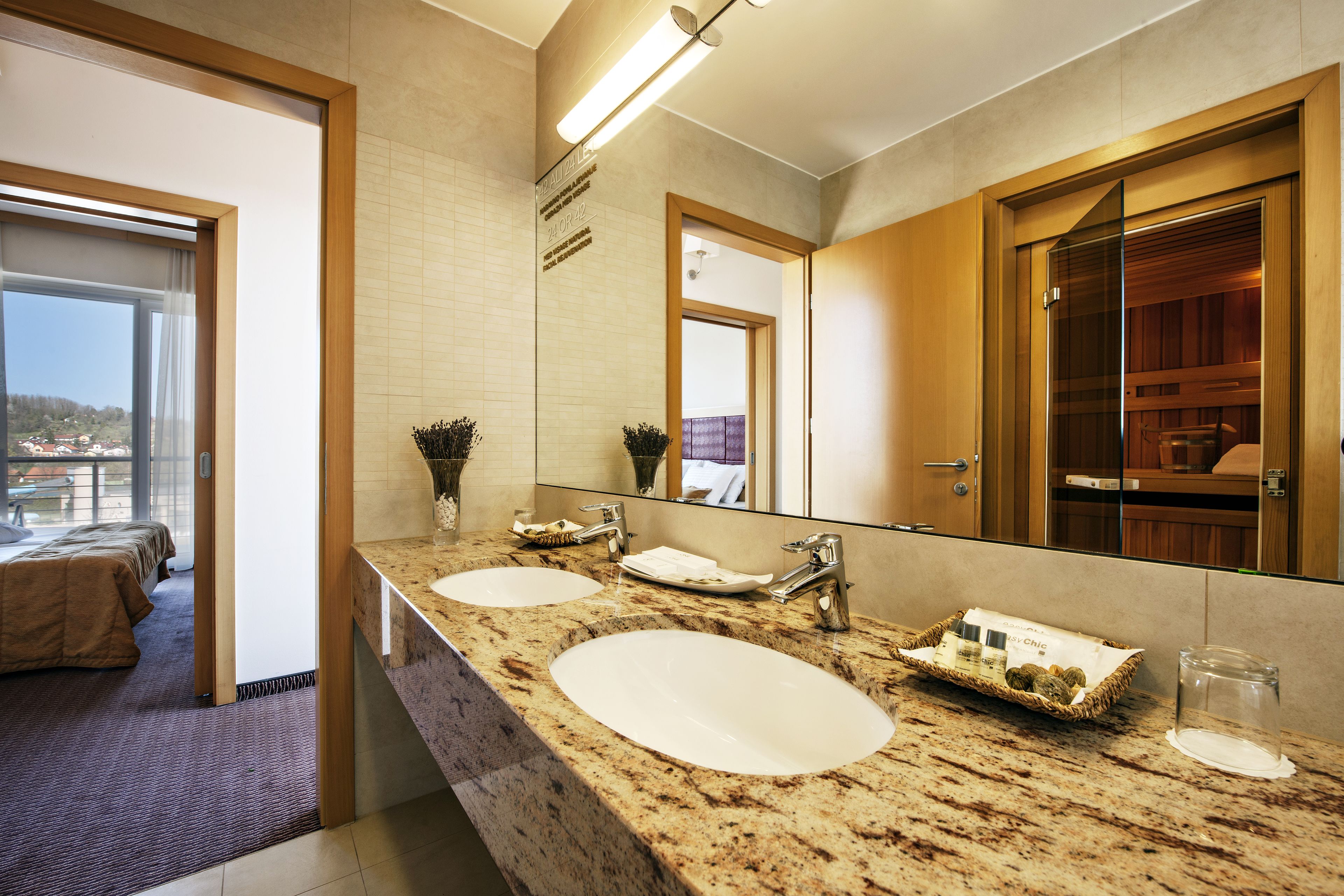presidential suite, balcony | bathroom | hair dryer, towels