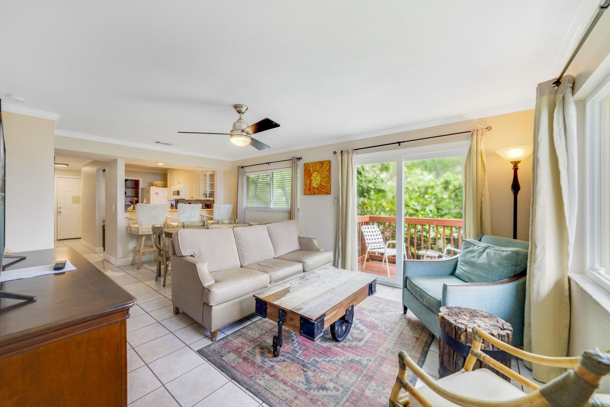 Grand Apartment, 2 Bedrooms, Oceanfront | Living area | Flat-screen TV, DVD player