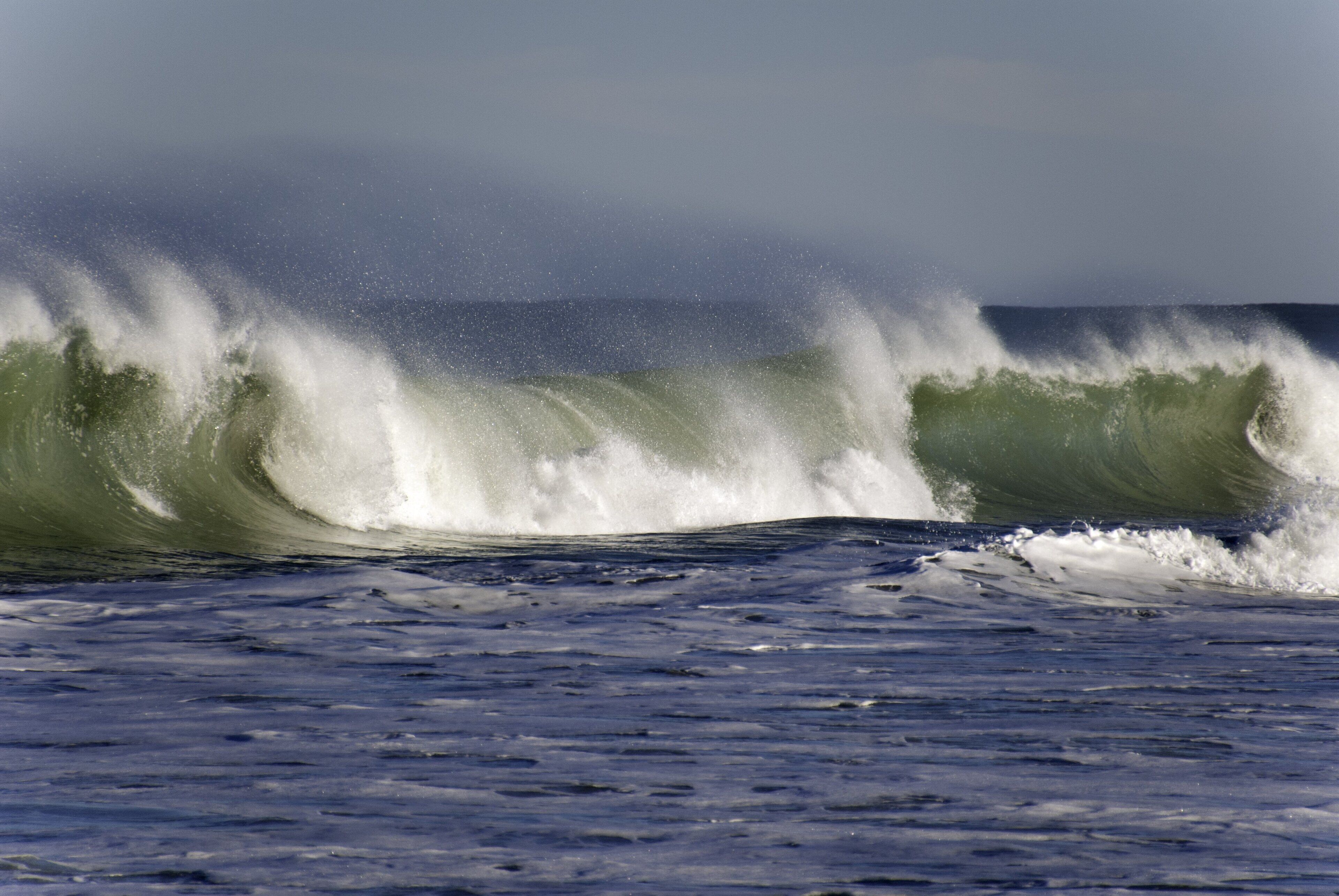 Eine große Welle im Meer.