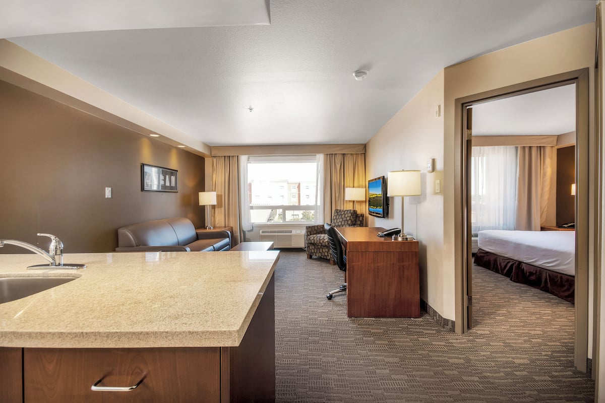 suite, 1 bedroom | living area | 42-inch plasma tv with cable channels, tv