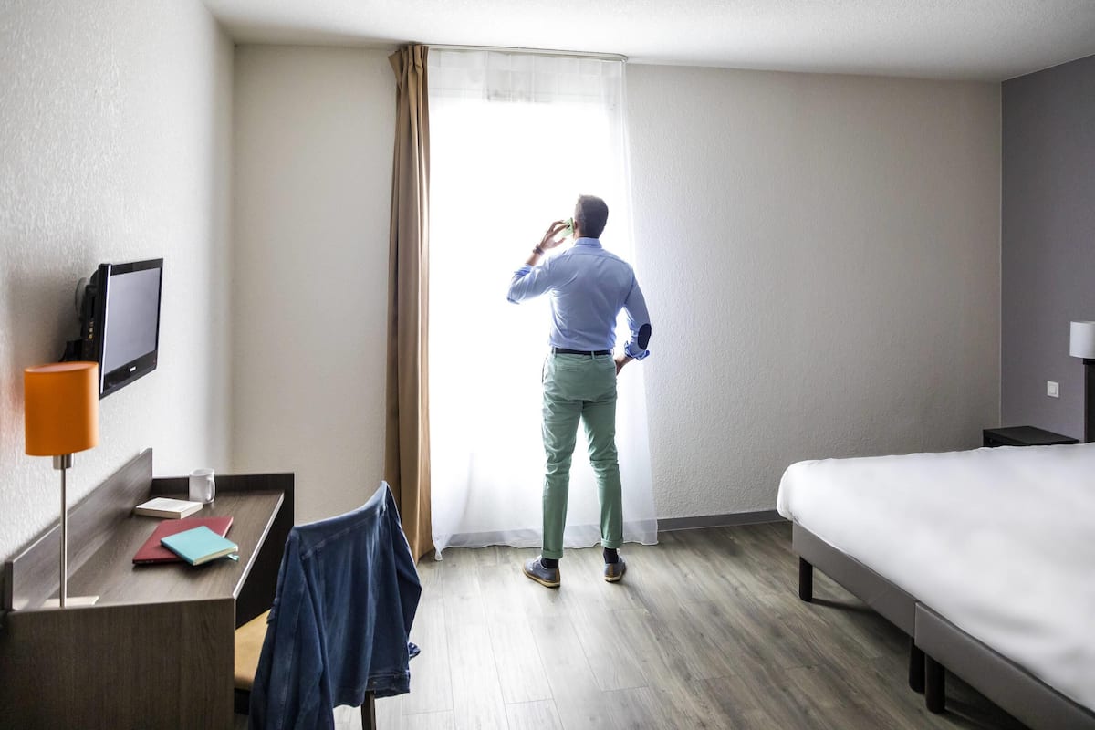 Studio, 1 dobbeltseng (Large) | Skrivebord, blendingsgardiner, lydisolert og strykejern/-brett