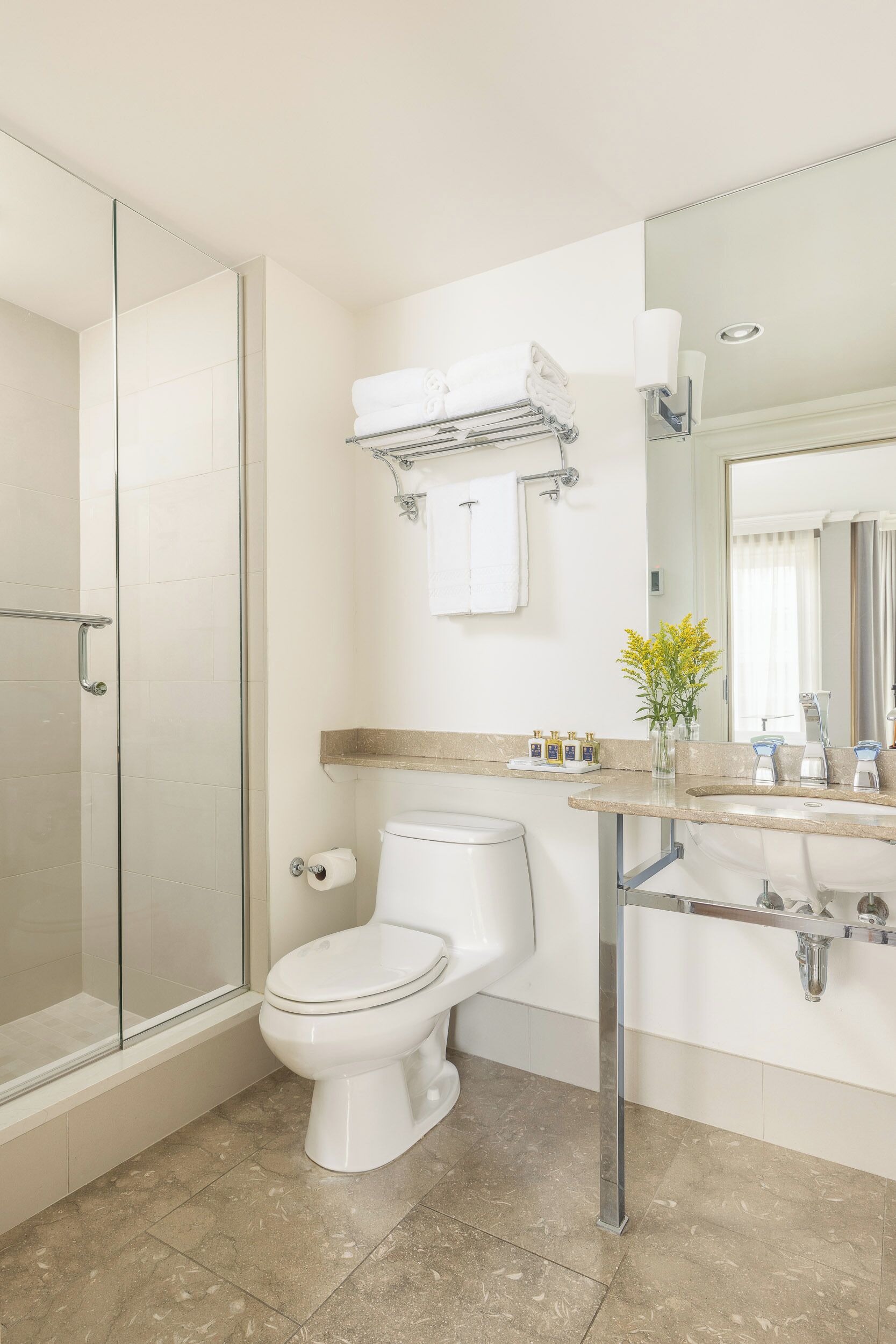 free toiletries, hair dryer, bathrobes, towels