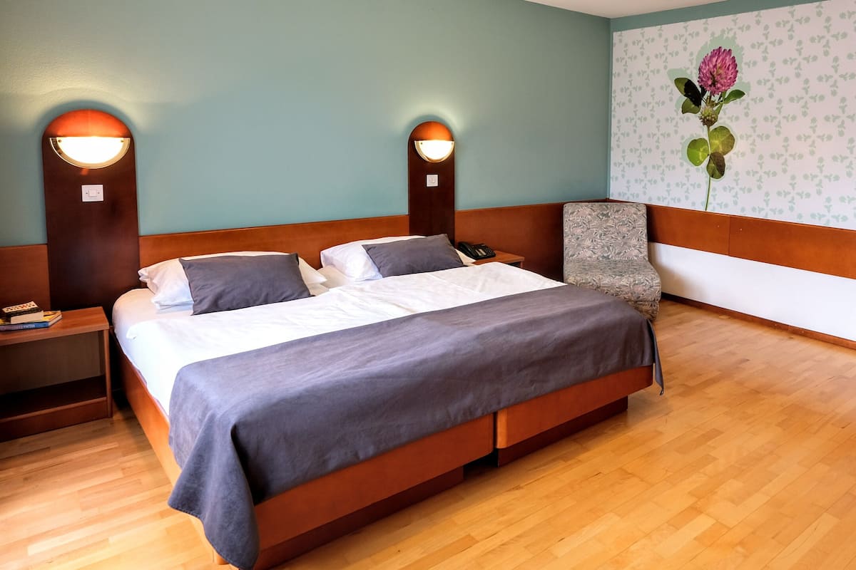 Basic-Doppelzimmer | Zimmersafe, Schreibtisch, laptopgeeigneter Arbeitsplatz, Babybetten