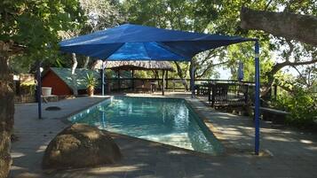 Outdoor pool, sun loungers