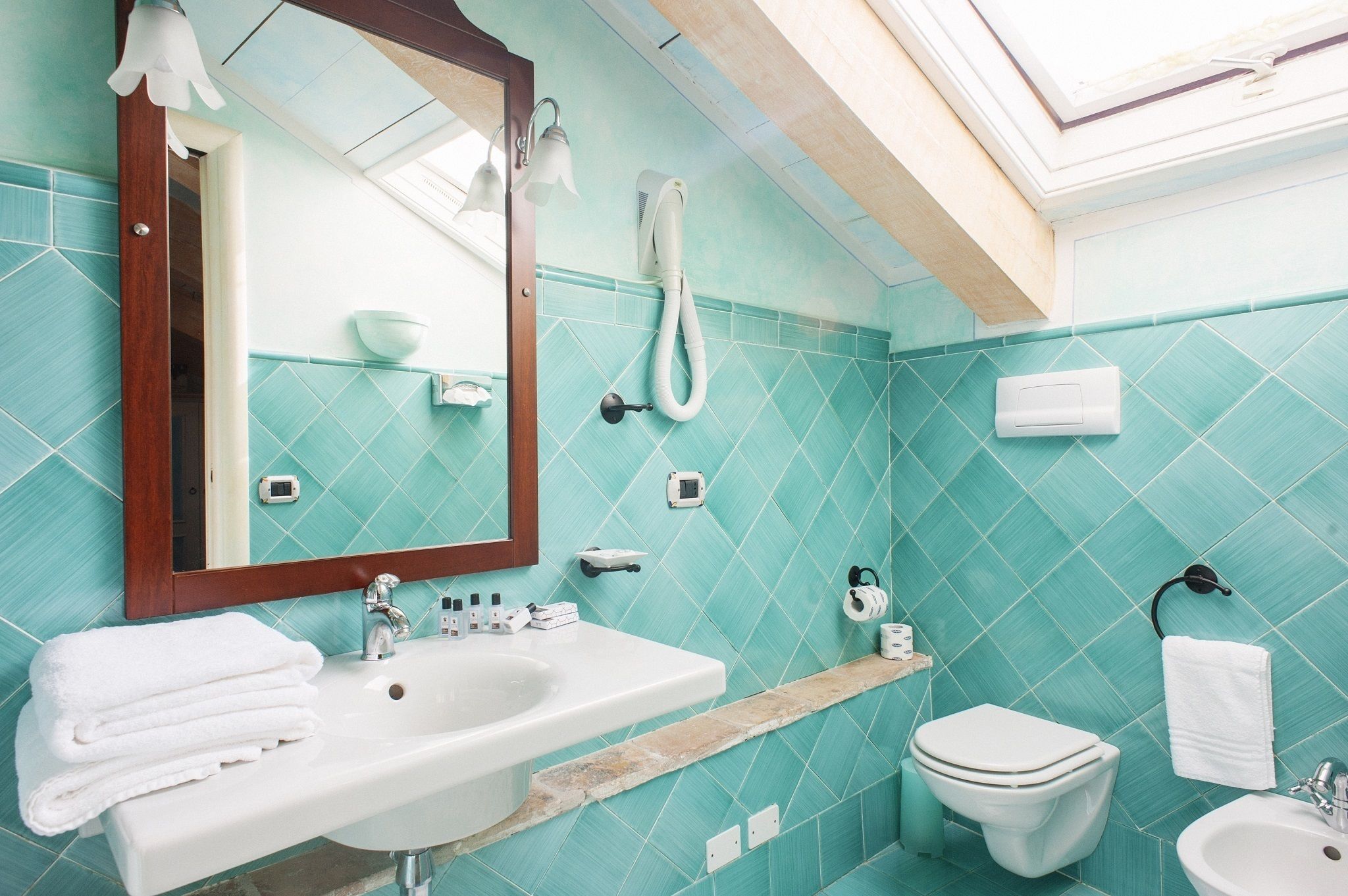Shower, free toiletries, hair dryer, bidet