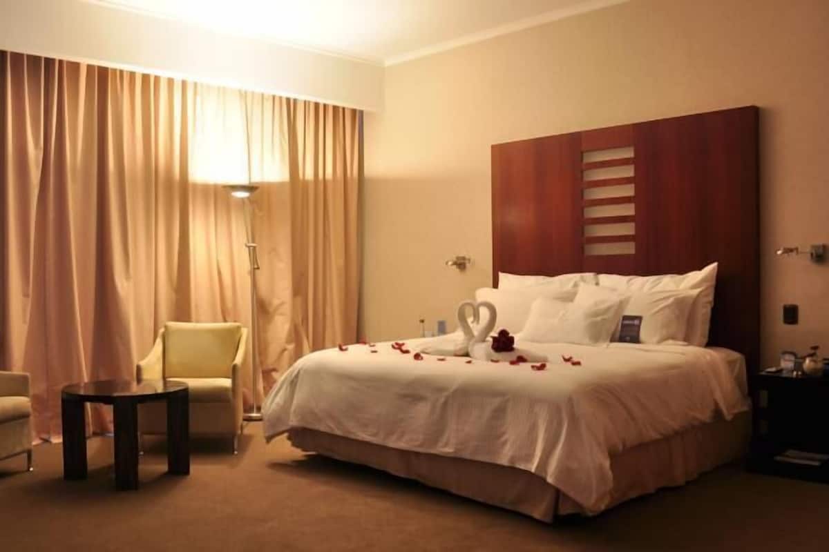 Minibar, värdeförvaringsskåp på rummet och skrivbord