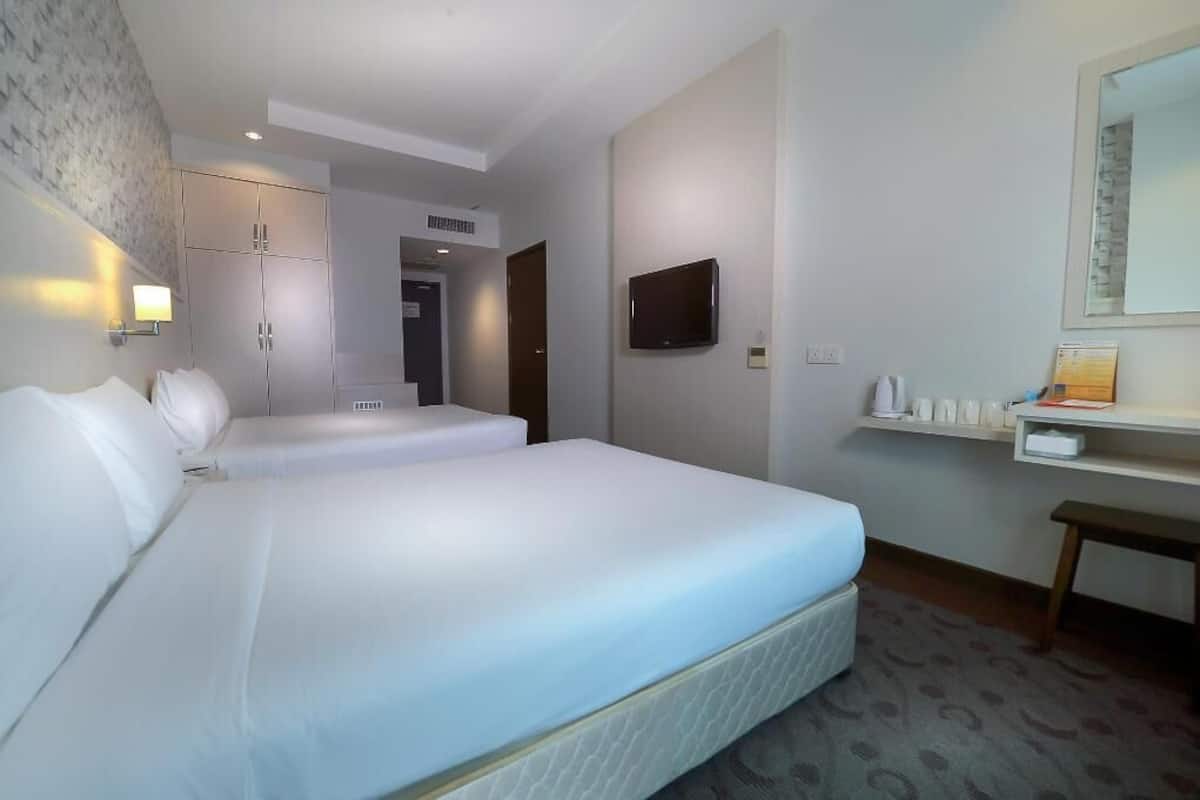 خزنة داخل الغرفة ومكتب وستائر تعتيم وتجهيزات عازلة للصوت