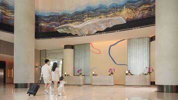 Premium bedding, down comforters, in-room safe, desk
