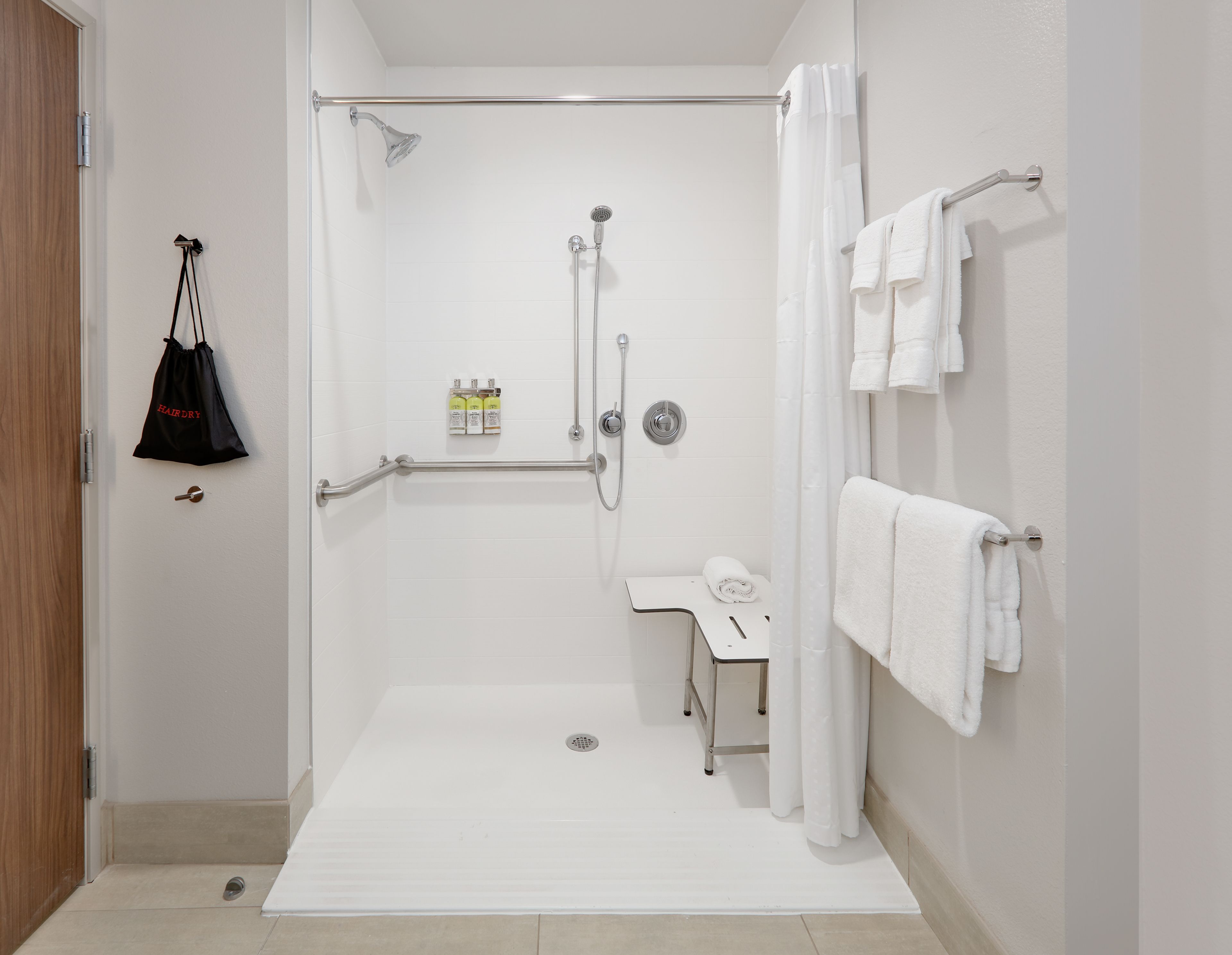 free toiletries, hair dryer, towels, soap