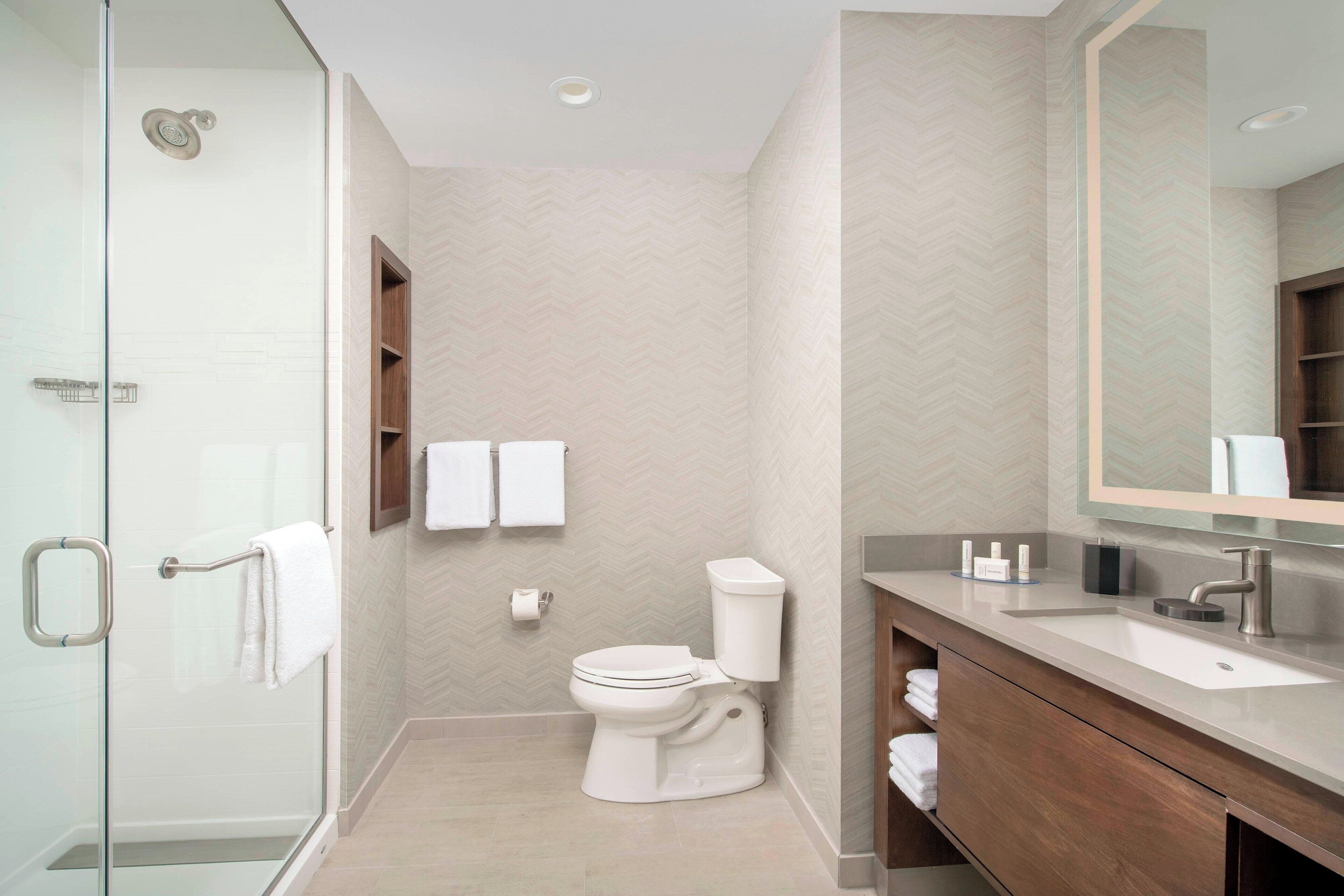 free toiletries, hair dryer, towels