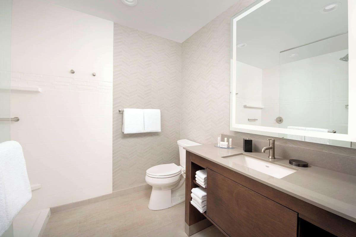 free toiletries, hair dryer, towels