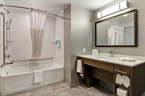 Suite, 1 Bedroom, Non Smoking | Bathroom | Free toiletries, hair dryer, bathrobes, towels - Home2 Suites by Hilton Edmonton South (Edmonton)