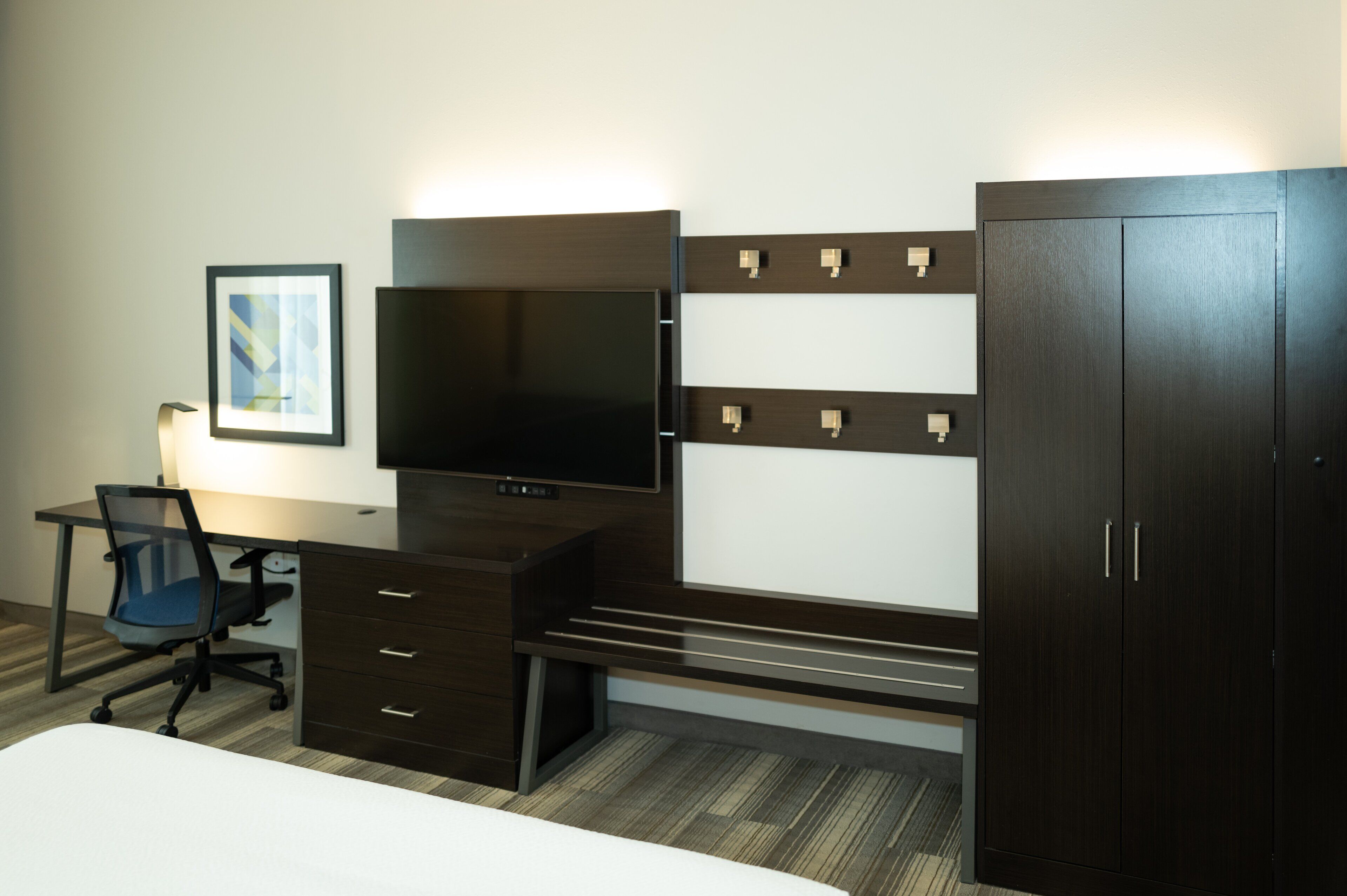 In-room safe, desk, laptop workspace, blackout curtains