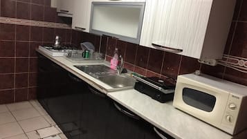 Apartment | Private kitchen | Fridge, microwave, oven, cookware/dishes/utensils