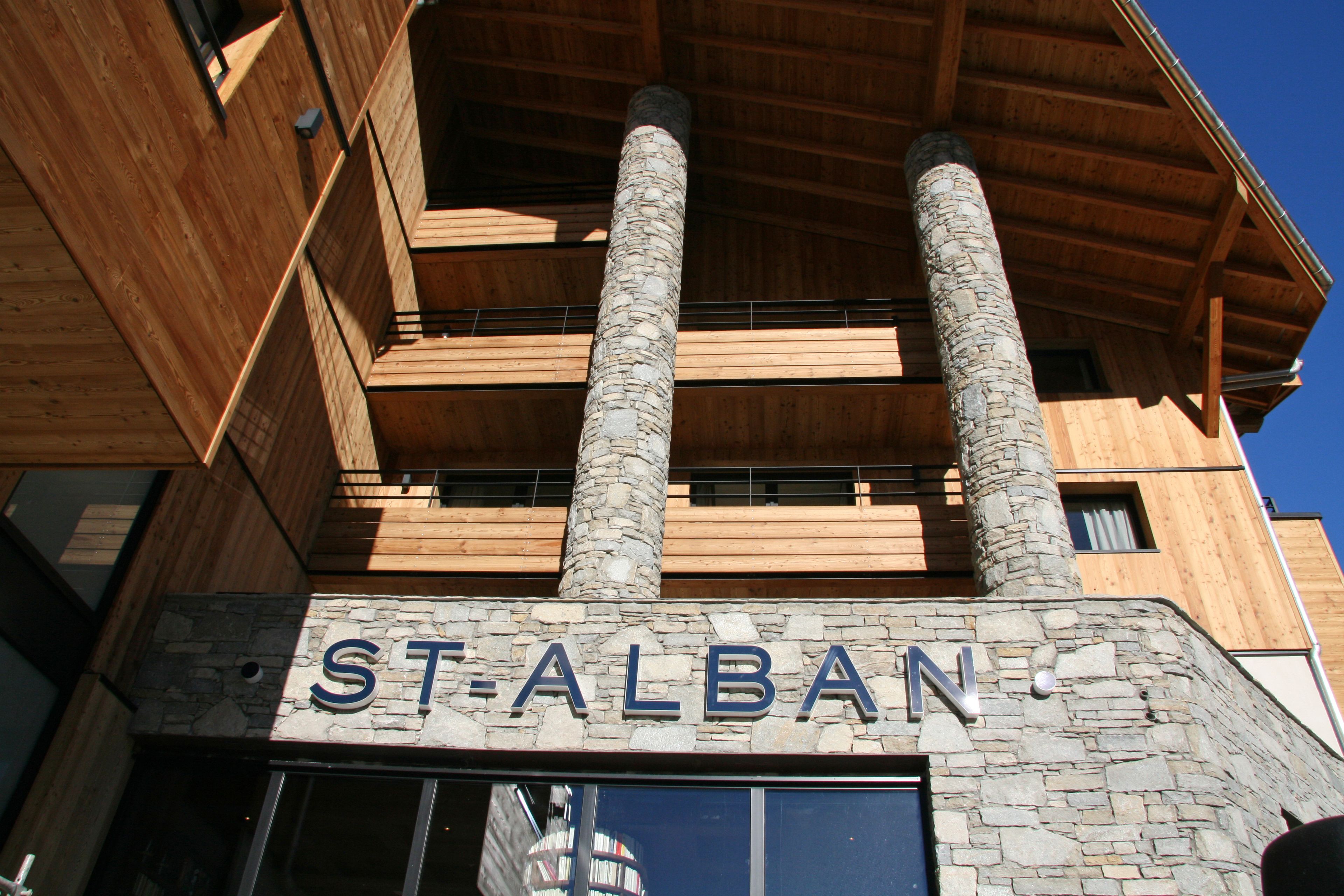 A building with a stone facade and the name "ST. ALBAN" prominently displayed.