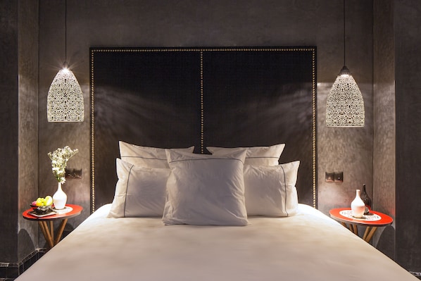 Egyptian cotton sheets, premium bedding, down comforters, in-room safe