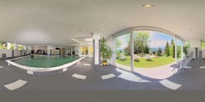 Indoor pool, outdoor pool, open 8:00 AM to 8:00 PM, pool umbrellas