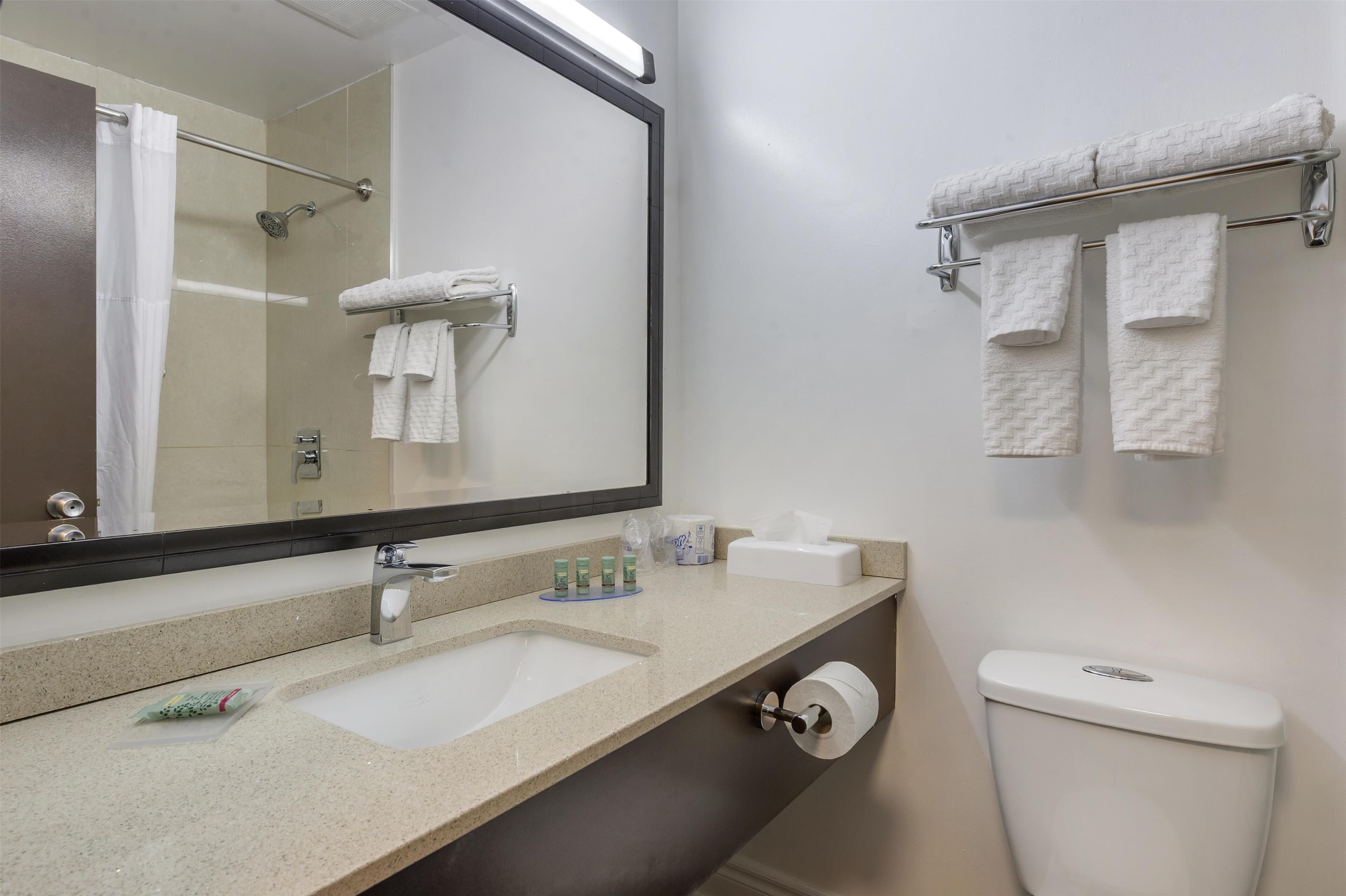 Combined shower/bathtub, deep-soaking bathtub, rainfall showerhead