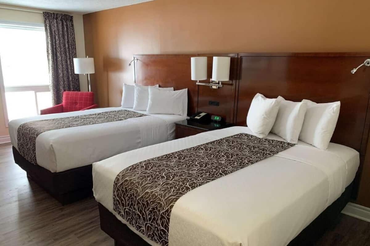 Premium bedding, Select Comfort beds, desk, laptop workspace