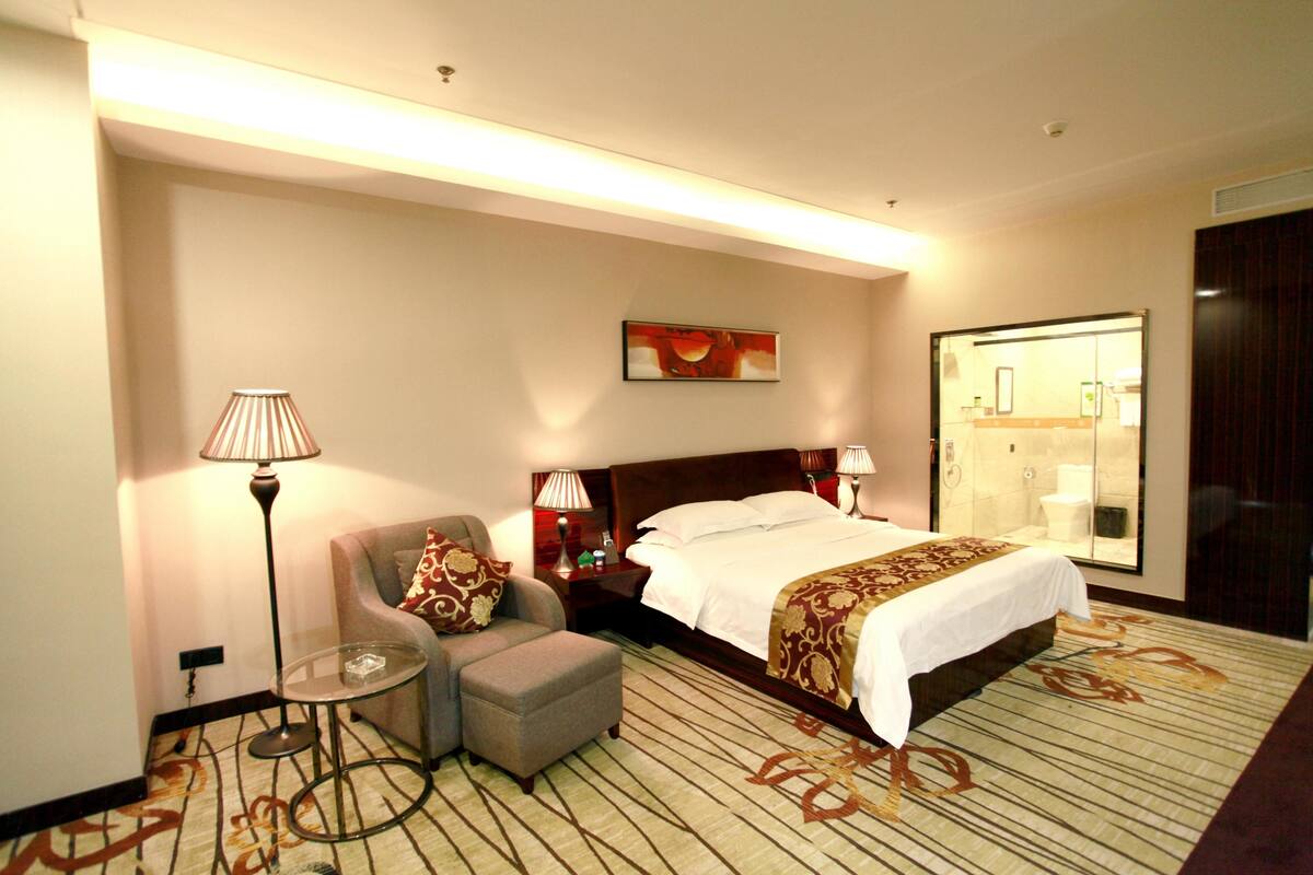 Desk, blackout drapes, rollaway beds (surcharge), WiFi (free)