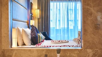 Shower, bathrobes, slippers, towels