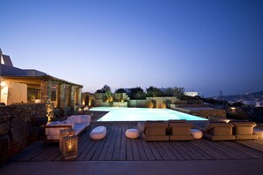 Front of property – evening/night - Villa Alessandra - Near Ornos Beach (Mykonos)