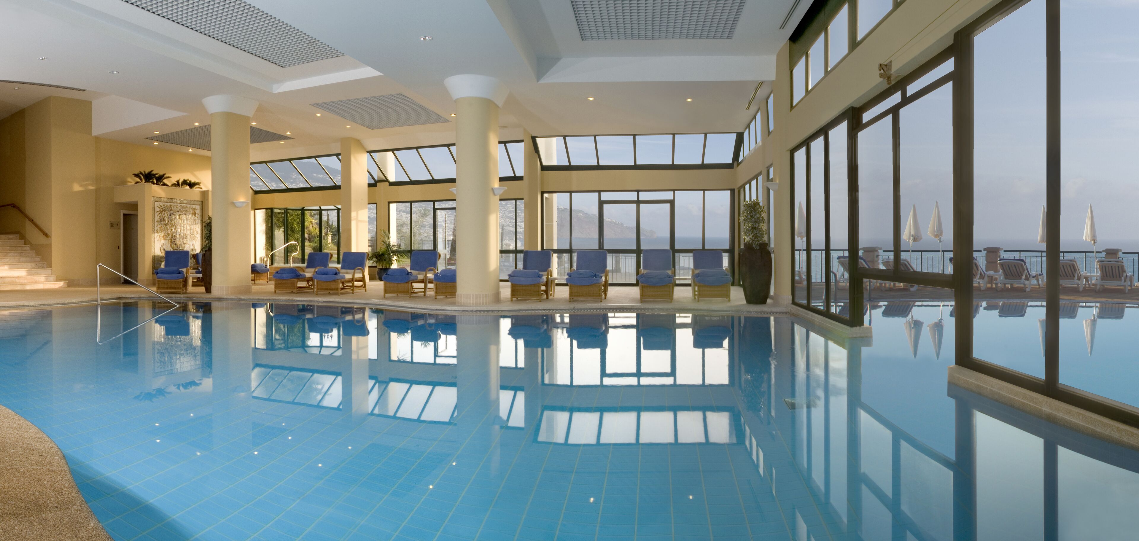 indoor pool, 2 outdoor pools, pool umbrellas, pool loungers