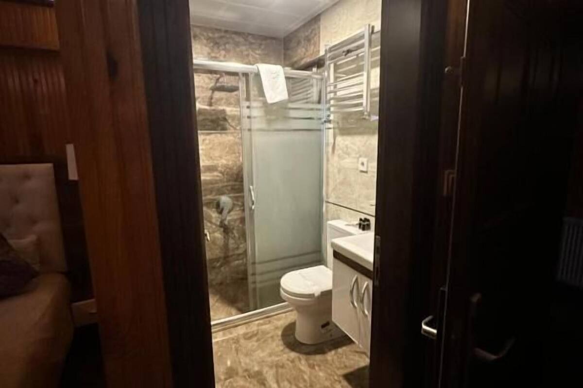 economy room | bathroom | shower, free toiletries, hair dryer, slippers