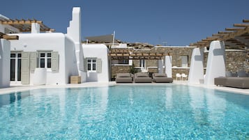 Outdoor pool, pool loungers