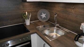 Classic Apartment | Private kitchen | Full-sized fridge, oven, stovetop, dishwasher