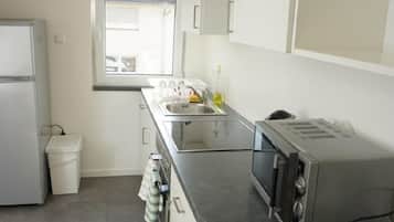 Großer Kühlschrank, Mikrowelle, Ofen, Herdplatte