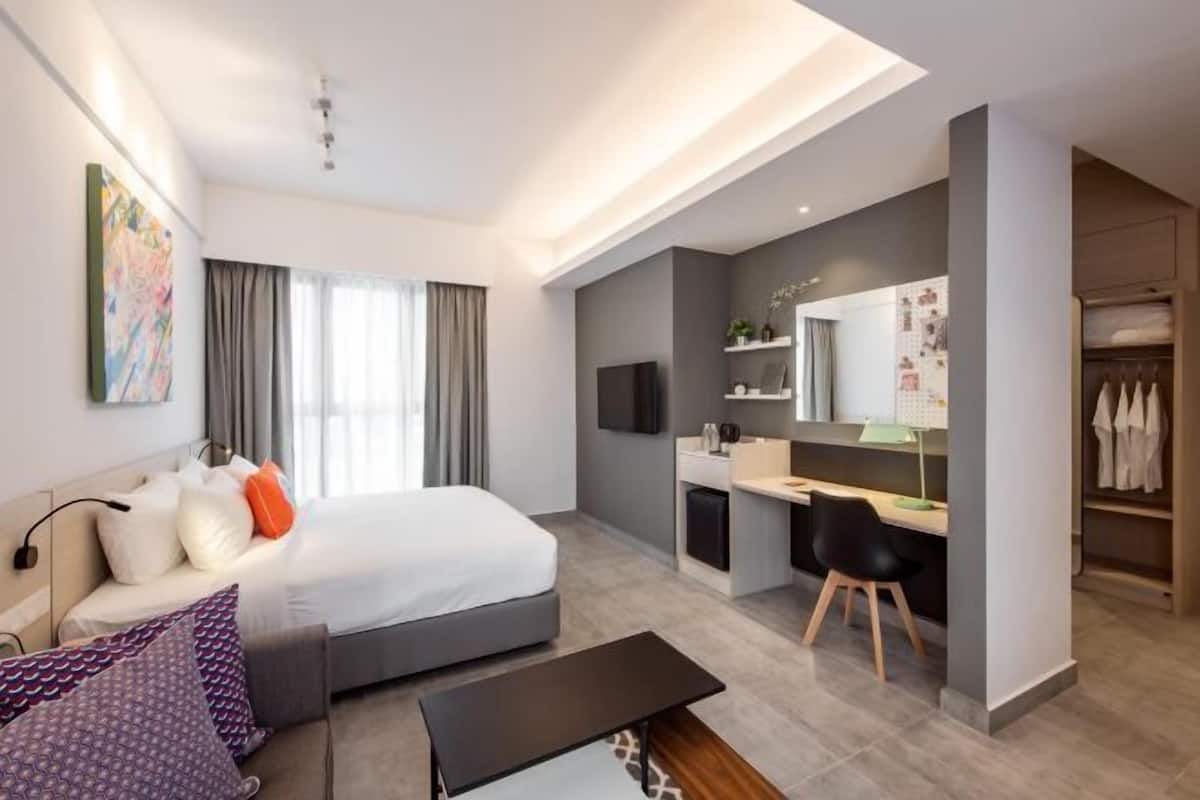 1 slaapkamer, luxe beddengoed, pillowtop-bedden, een minibar