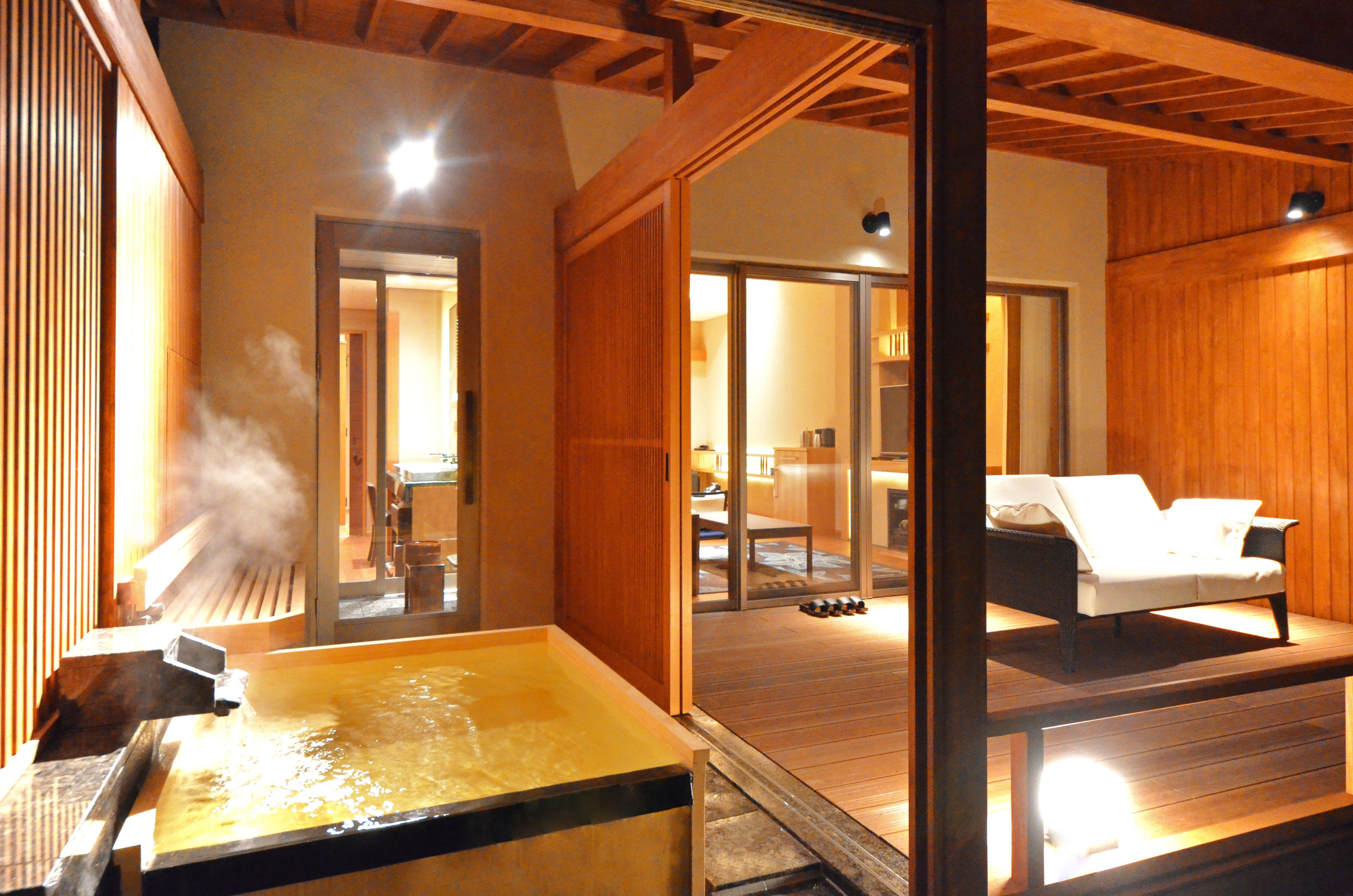 Luxury Villa Suite Japanese-Western Room with Open-Air Onsen | Bathroom | Free toiletries, hair dryer, electronic bidet, towels