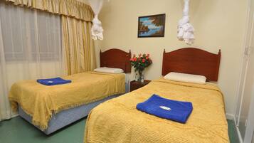 Desk, free WiFi, bed sheets