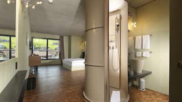 Double Room | Bathroom | Shower, hair dryer, towels