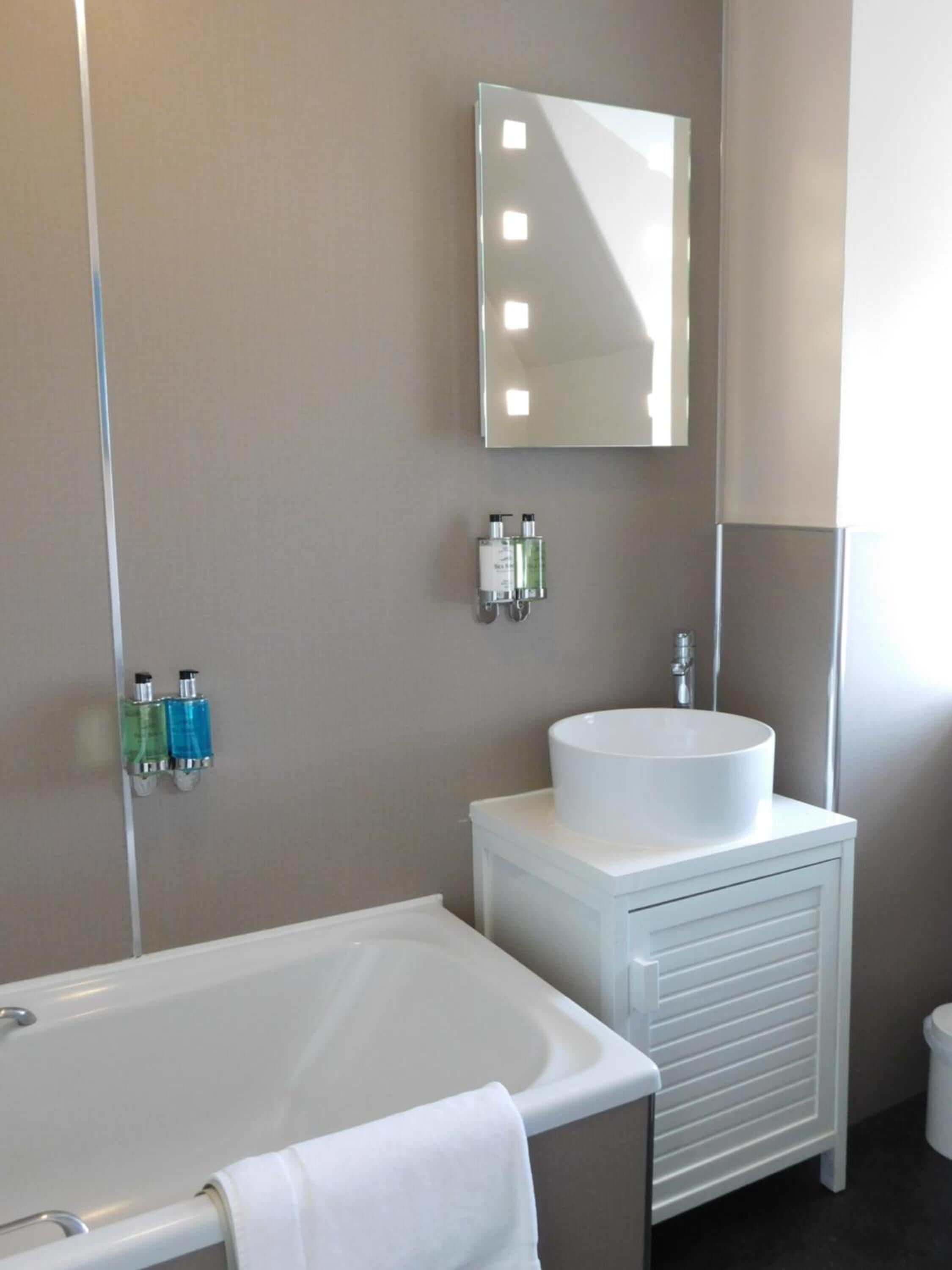 free toiletries, hair dryer, towels