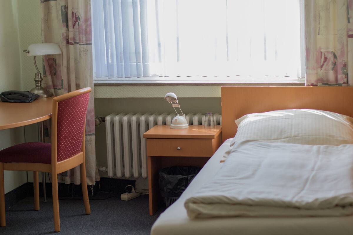 blackout curtains, iron/ironing board, free wifi, bed sheets