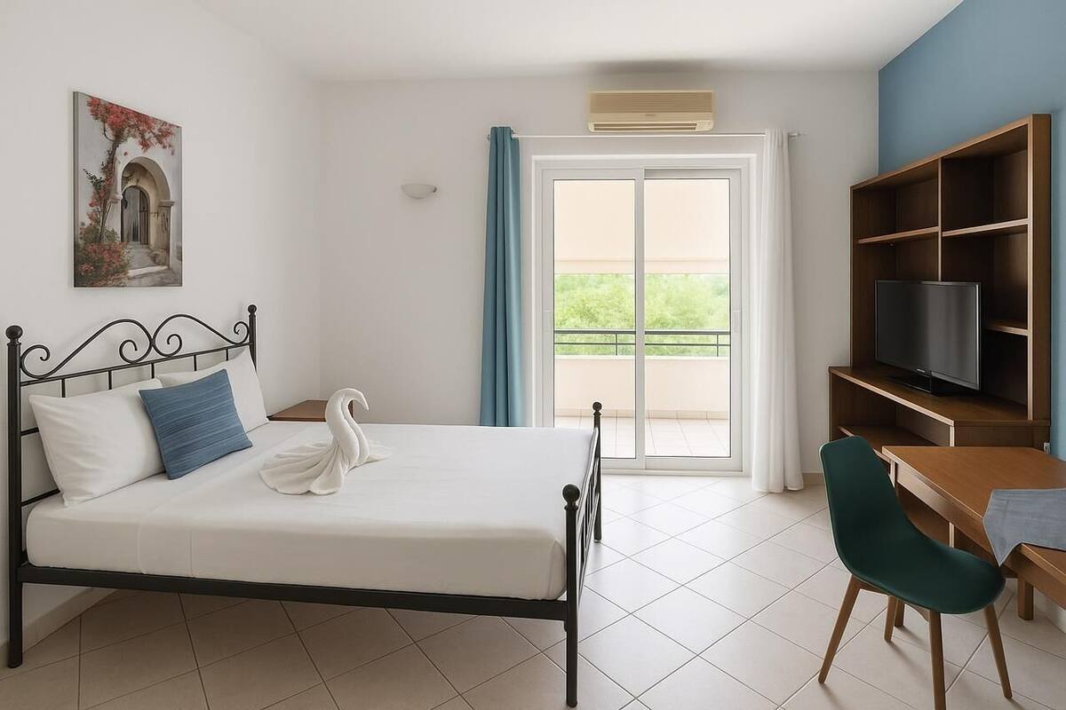 Estúdio standard, para não fumantes | Roupas de cama de algodão egípcio, roupas de cama premium, frigobar