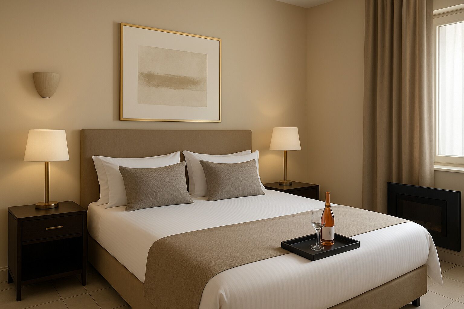 Seprai katun Mesir, seprai premium, minibar, dan meja kerja