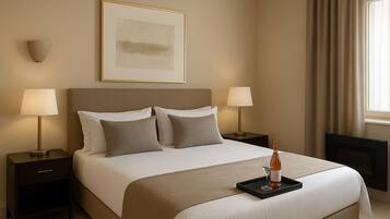 Seprai katun Mesir, seprai premium, minibar, dan meja kerja