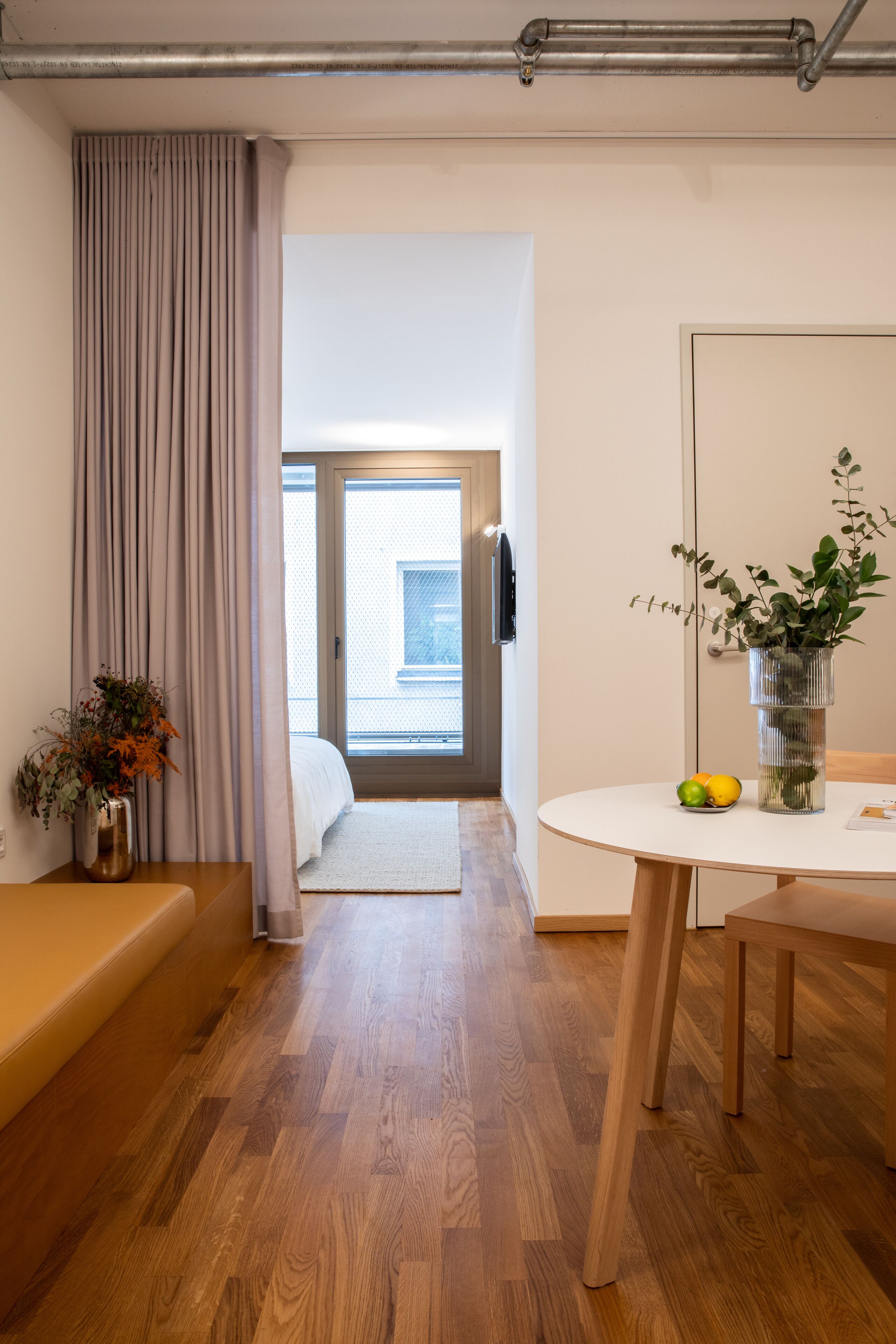 downtown kitchen apartment | living area | 43-inch smart tv with satellite channels, tv