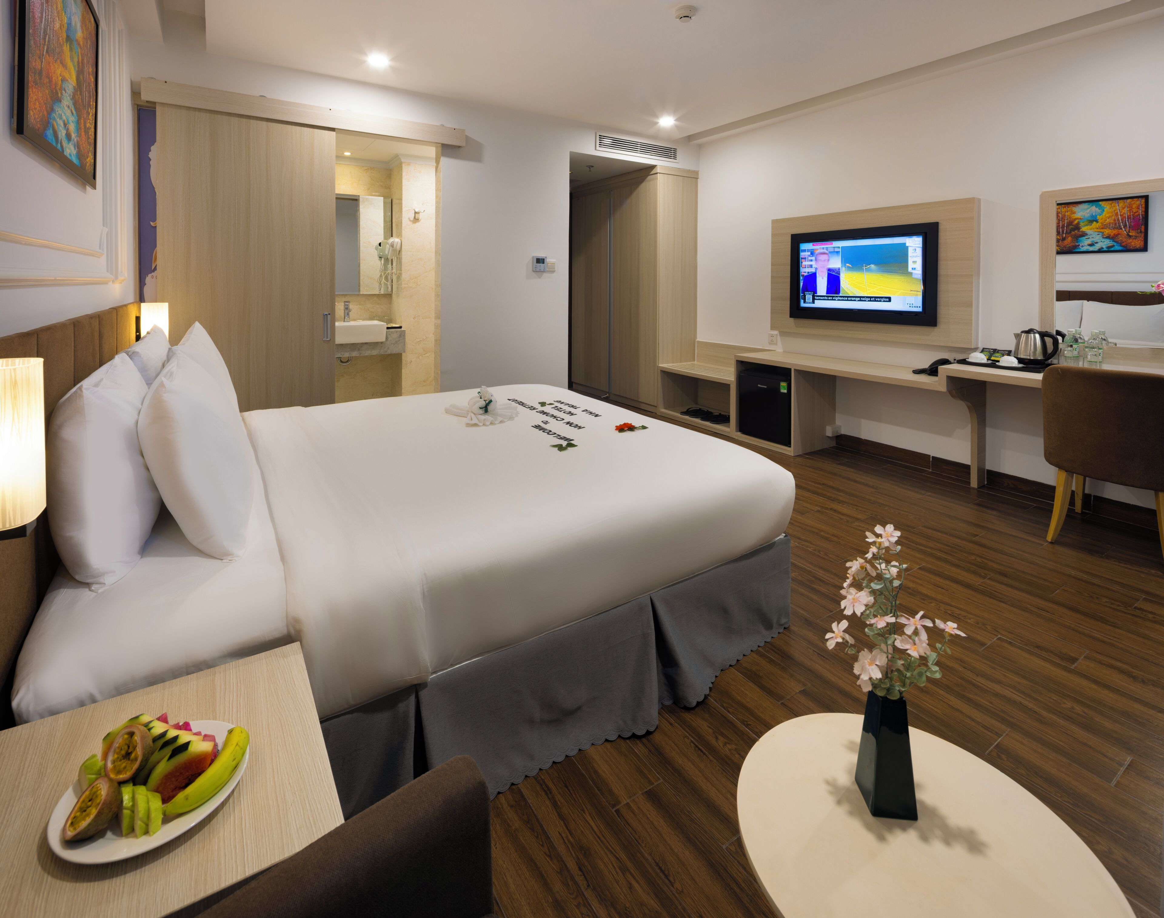 Premium bedding, memory-foam beds, minibar, in-room safe