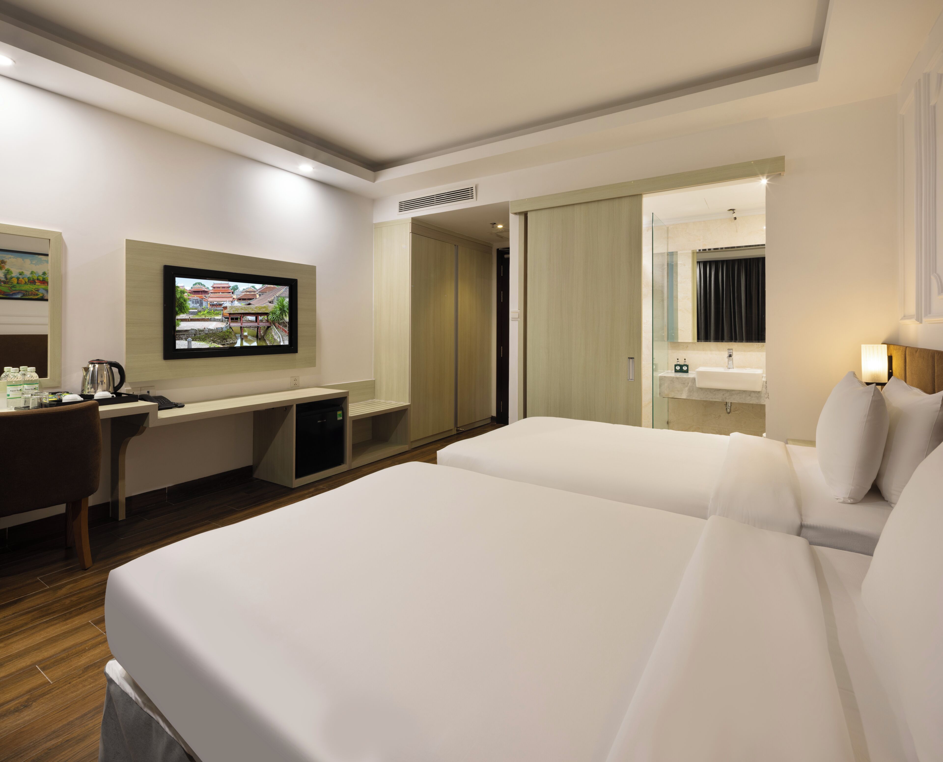 Premium bedding, memory-foam beds, minibar, in-room safe