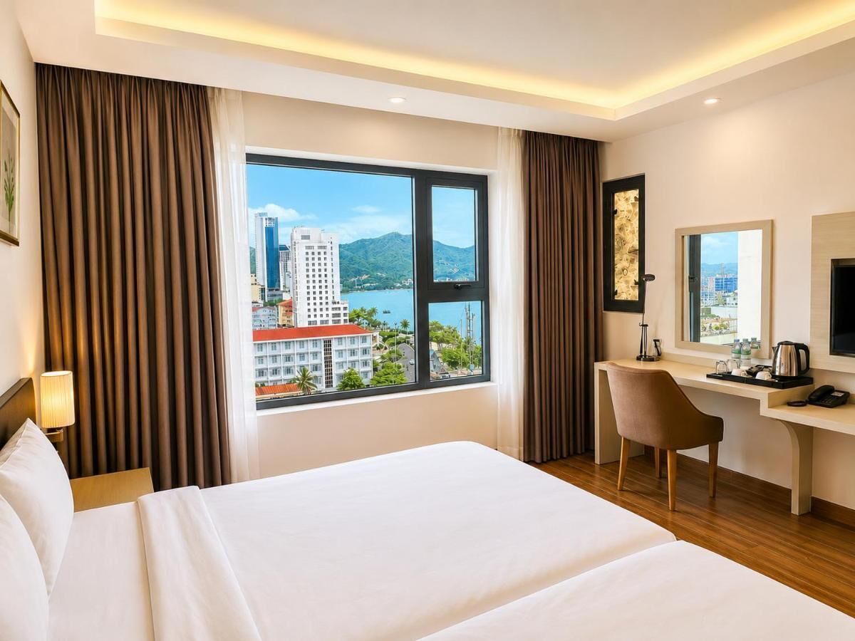 Deluxe Twin kamer, 1 slaapkamer, uitzicht op de stad | Luxe beddengoed, bedden met traagschuimmatrassen, een minibar