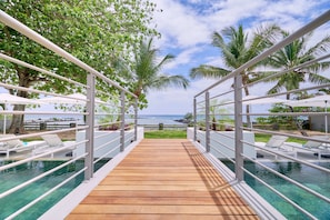 Outdoor pool, sun loungers