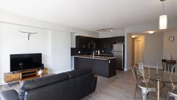 Apartment, 2 Queen Beds, Non Smoking | Living area | 50-inch Smart TV with cable channels, TV