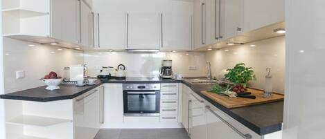 Fridge, oven, stovetop, dishwasher