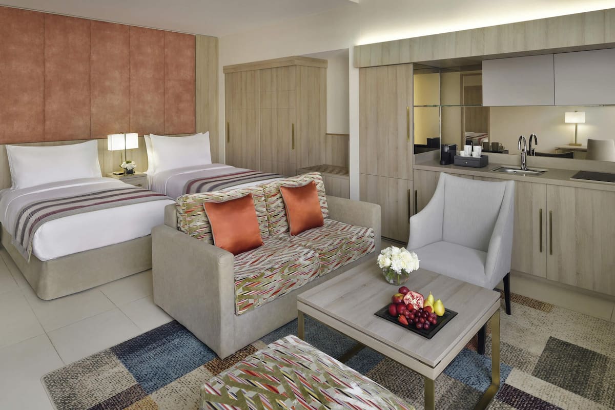 Studio, Patio (Residence, Pool Access) | Minibar, in-room safe, desk, blackout curtains