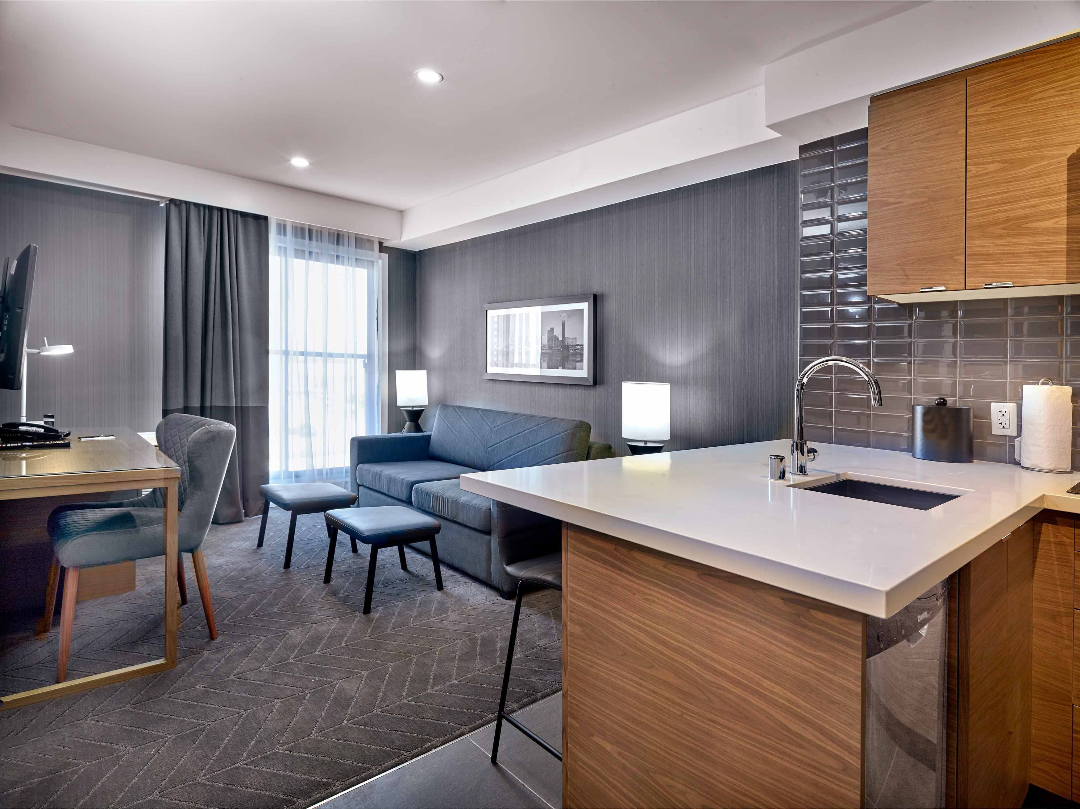 standard suite, 1 king bed with sofa bed, kitchen | 1 bedroom, premium bedding, in-room safe, desk